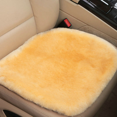 Top Quality Pure Wool Universal Car Seat Cushion Sheepskin Fur One Piece Pads 1pcs - Yellow