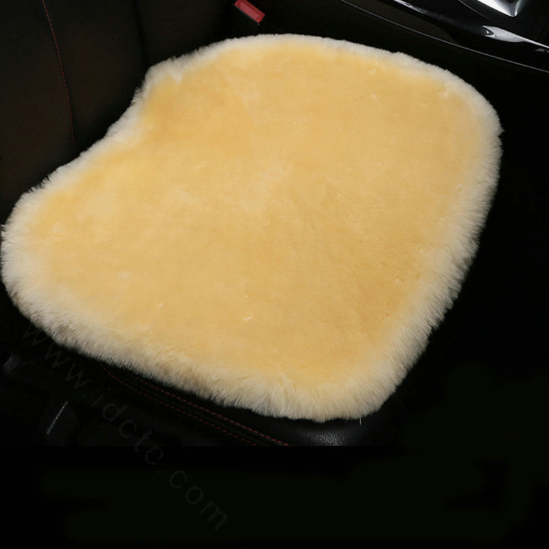 Top Quality Pure Wool Universal Car Seat Cushion Sheepskin Fur One Piece Pads 1pcs - Yellow