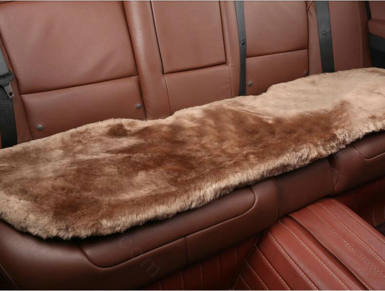 Top Quality Pure Wool Universal Car Seat Cushion Sheepskin Fur Waist Pads 5pcs Set - Coffee