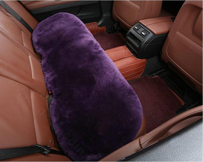 Top Quality Pure Wool Universal Car Seat Cushion Sheepskin Fur Waist Pads 5pcs Set - Purple