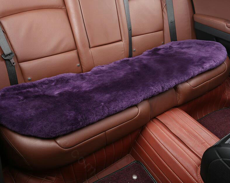 Top Quality Pure Wool Universal Car Seat Cushion Sheepskin Fur Waist Pads 5pcs Set - Purple