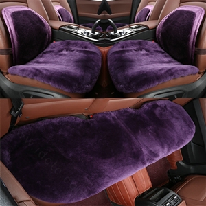 Top Quality Pure Wool Universal Car Seat Cushion Sheepskin Fur Waist Pads 5pcs Set - Purple
