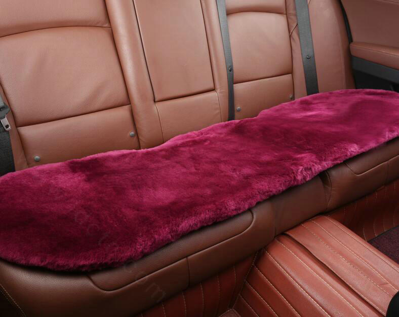 Top Quality Pure Wool Universal Car Seat Cushion Sheepskin Fur Waist Pads 5pcs Set - Rose
