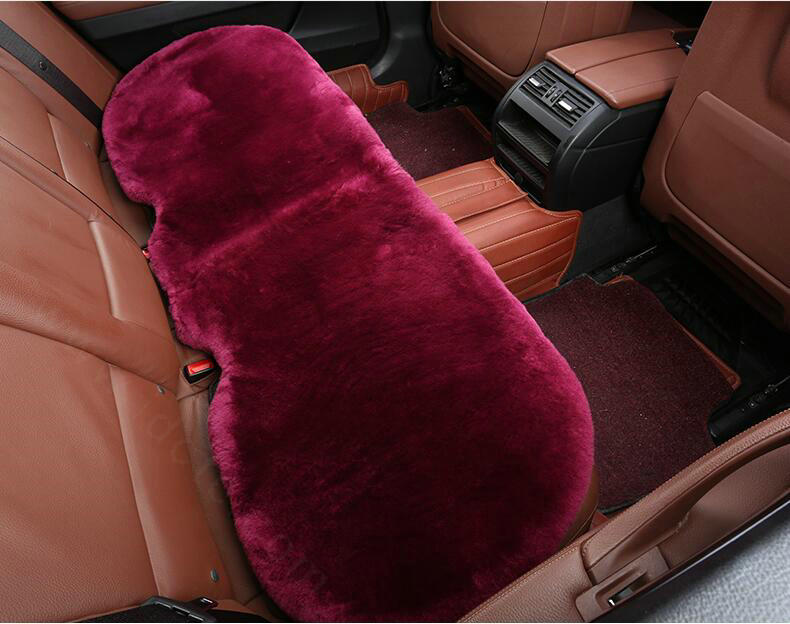 Top Quality Pure Wool Universal Car Seat Cushion Sheepskin Fur Waist Pads 5pcs Set - Rose