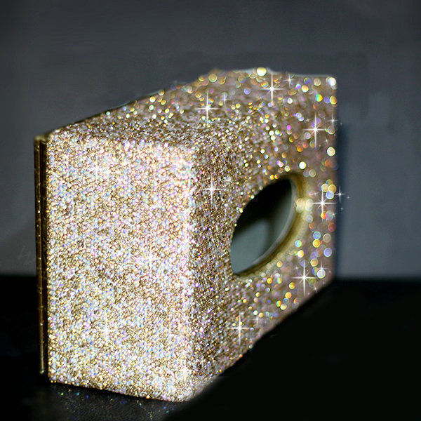 Top grade Full Crystal Auto Tissue Paper Box Case Creative For Car Office Home Decor L Size - Gold