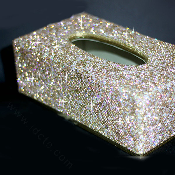Top grade Full Crystal Auto Tissue Paper Box Case Creative For Car Office Home Decor L Size - Gold