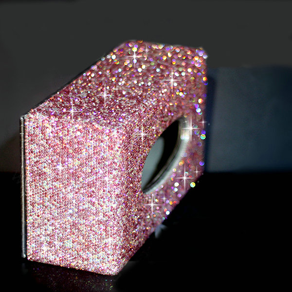 Top grade Full Crystal Auto Tissue Paper Box Case Creative For Car Office Home Decor - Pink