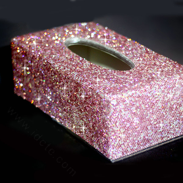 Top grade Full Crystal Auto Tissue Paper Box Case Creative For Car Office Home Decor - Pink