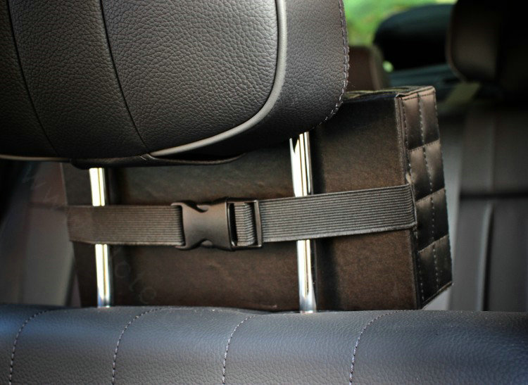 Top grade Leather Car Tissue Paper Box Holder Case Seat Back Hanging Tissue Bag - Black