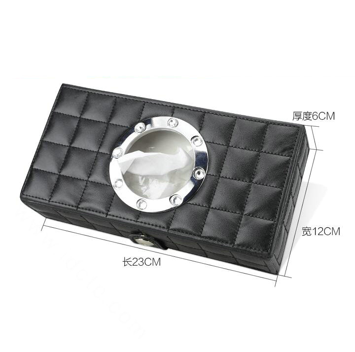 Top grade Leather Car Tissue Paper Box Holder Case Seat Back Hanging Tissue Bag - Black