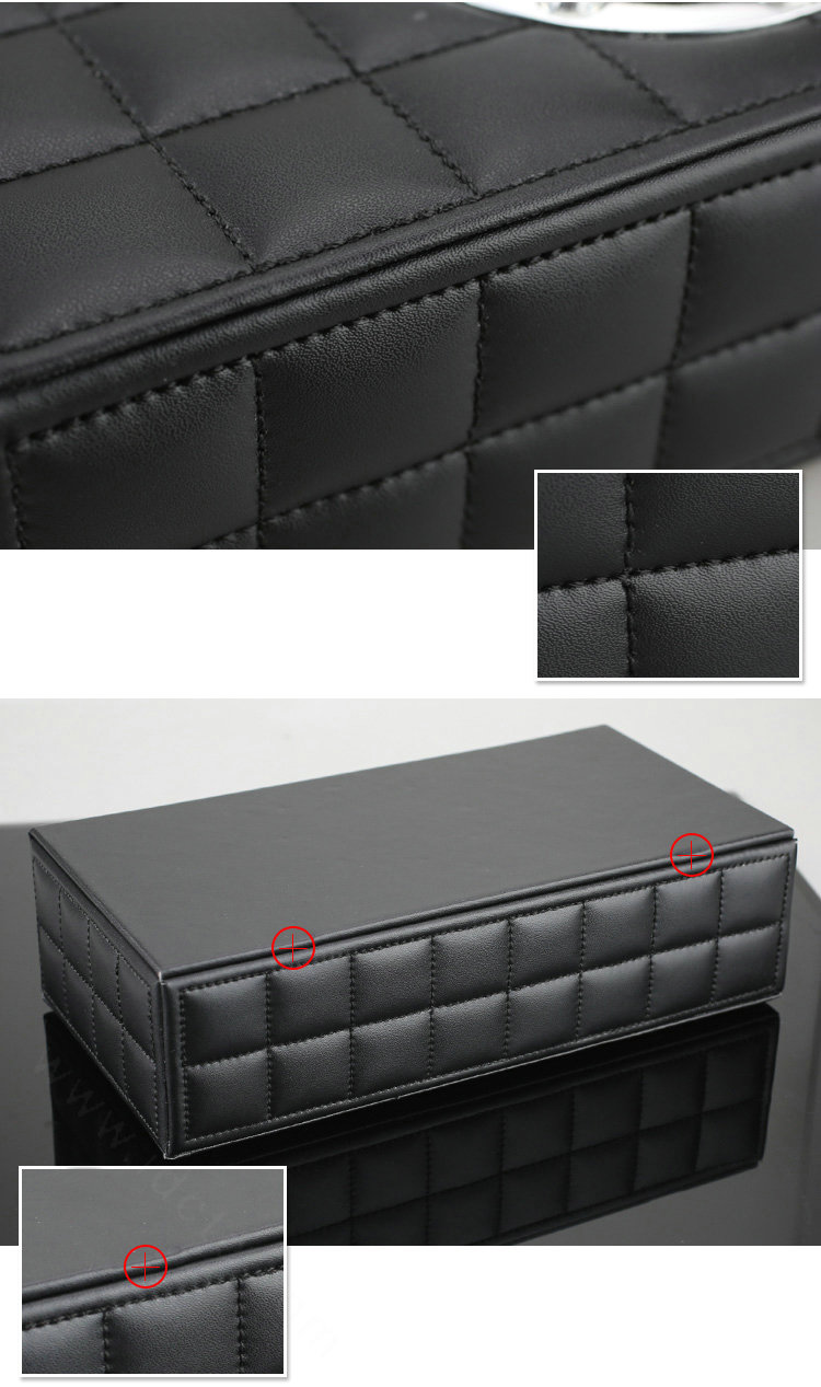 Top grade Leather Hanging Car Tissue Paper Box Holder Case Sun Visor Tissue Bag - Black