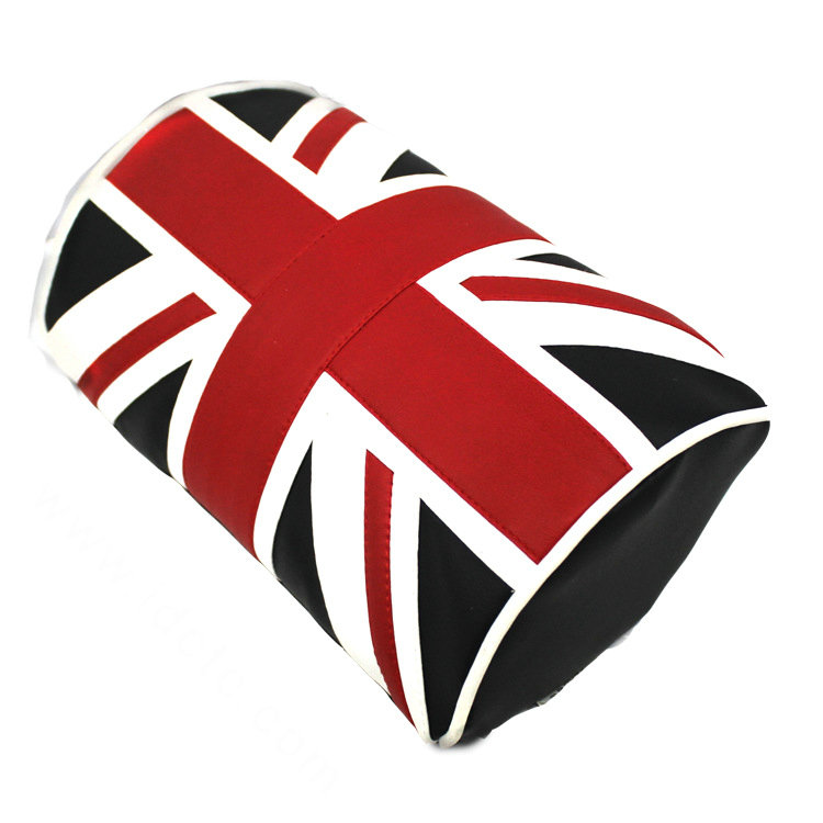 UK British Flag Print Car Neck Pillows Headrest PU Leather Auto Interior Decoration 1pcs - Black