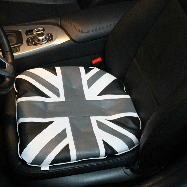 UK British Flag Print Car Seat Cushion Four Seasons General Leather Auto Front Pads 1pcs - Black