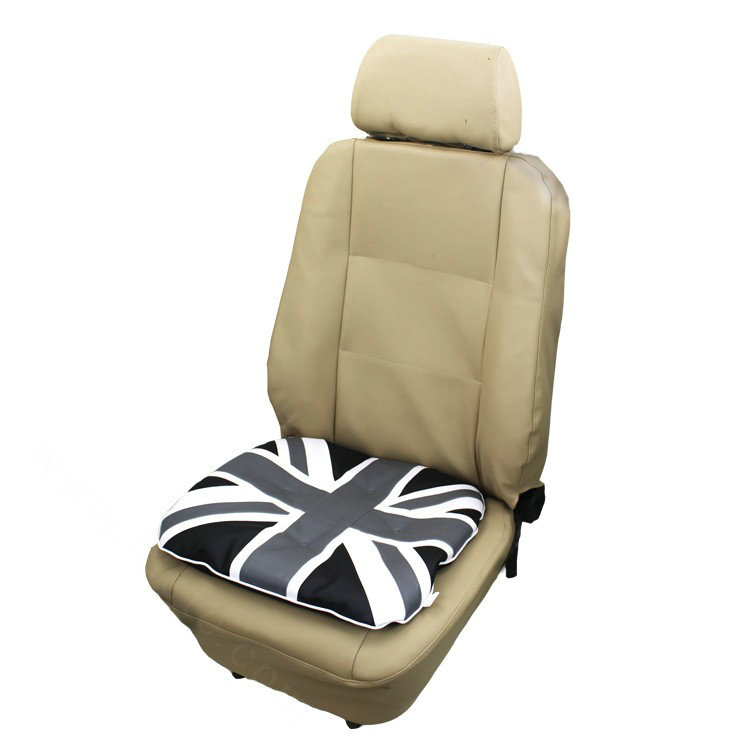 UK British Flag Print Car Seat Cushion Four Seasons General Leather Auto Front Pads 1pcs - Black