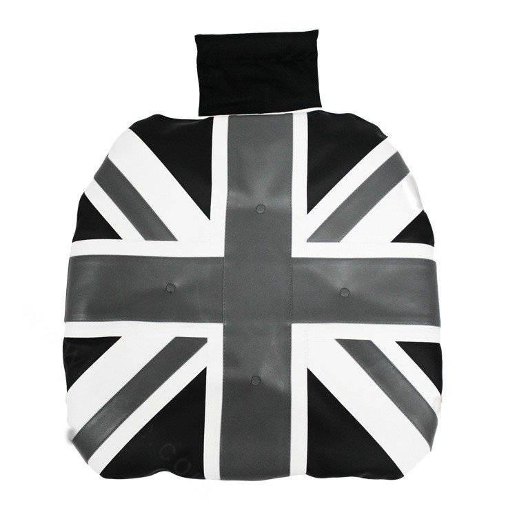 UK British Flag Print Car Seat Cushion Four Seasons General Leather Auto Front Pads 1pcs - Black