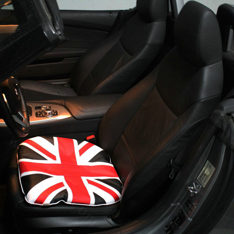 UK British Flag Print Car Seat Cushion Four Seasons General Leather Auto Front Pads 1pcs - Red