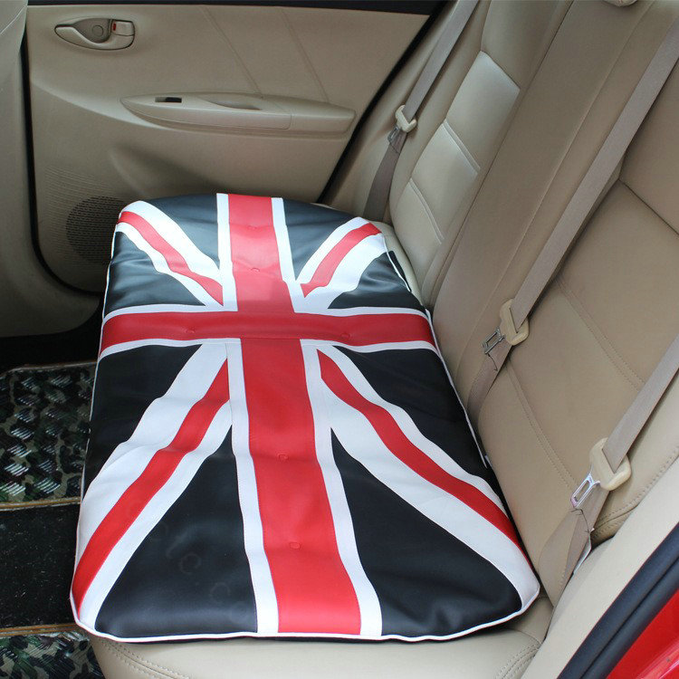 UK British Flag Print Car Seat Cushion Four Seasons General Leather Auto Rear Pads 1pcs - Black