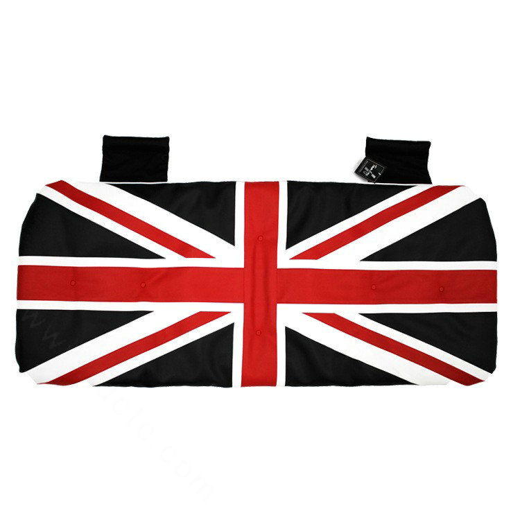 UK British Flag Print Car Seat Cushion Four Seasons General Leather Auto Rear Pads 1pcs - Black