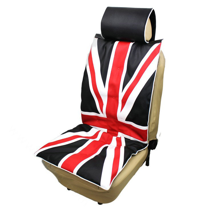 UK British Flag Print Car Seat Cushion Four Seasons General Leather Auto Seat Cover 1pcs - Black