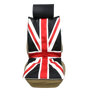 UK British Flag Print Car Seat Cushion Four Seasons General Leather Auto Seat Cover 1pcs - Black
