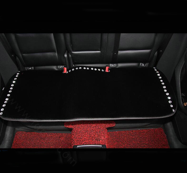 Winter Crystal Plush Car Back Seat Cushion Woman Universal Auto Long Pads 1pcs - Black