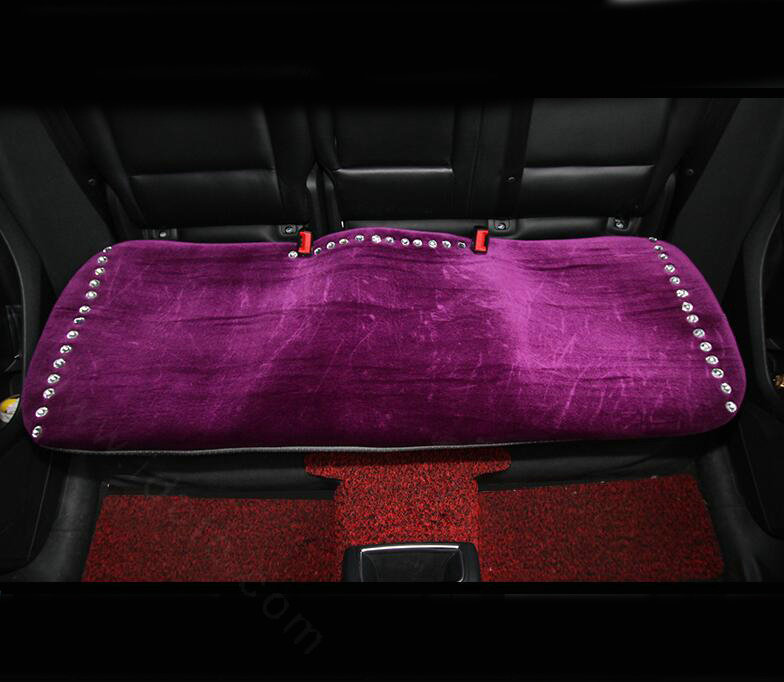 Winter Crystal Plush Car Back Seat Cushion Woman Universal Auto Long Pads 1pcs - Purple