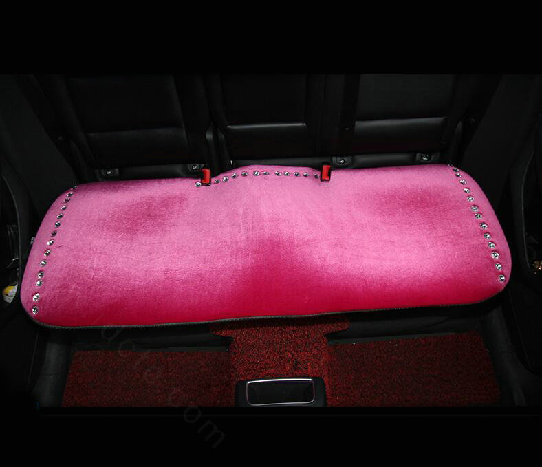 Winter Crystal Plush Car Back Seat Cushion Woman Universal Auto Long Pads 1pcs - Rose