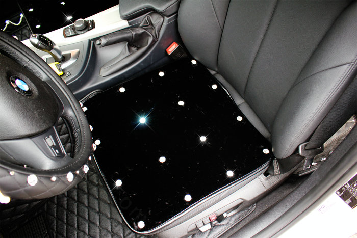 Winter Crystal Plush Car Front Seat Cushion Woman Universal High Quality Pads 1pcs - Black