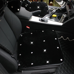 Winter Crystal Plush Car Front Seat Cushion Woman Universal High Quality Pads 1pcs - Black