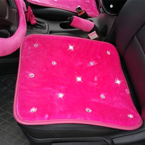 Winter Crystal Plush Car Front Seat Cushion Woman Universal High Quality Pads 1pcs - Rose