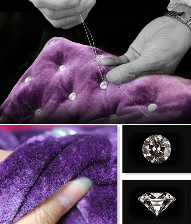 Winter Rhinestone Plush Car Back Seat Cushion Woman Universal Auto Long Pads 1pcs - Purple