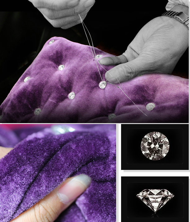 Winter Rhinestone Plush Car Front Seat Cushion For Woman Universal Auto Pads 1pcs - Purple
