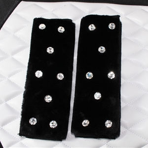 High Quality 2pcs Crystal Car Safety Seat Belt Covers Plush Shoulder Pads Auto Interior Decro - Black