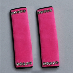 High Quality 2pcs Crystal Car Safety Seat Belt Covers Plush Shoulder Pads Auto Interior Decro - Rose