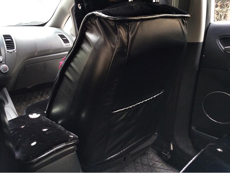 Top Crystals Plush Car Seat Cushion for Women Winter Universal Package Covers 10pcs Sets - Black