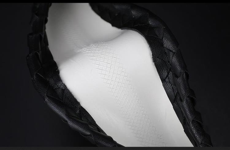 Fashion Woven Genuine Leather Car Steering Wheel Covers 15 inch 38CM - Black