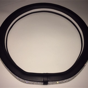 Luxury Full Diamod Rhinestone Leather Auto General Anti-slip Crystal Car Steering Wheel Cover Women - D Silver