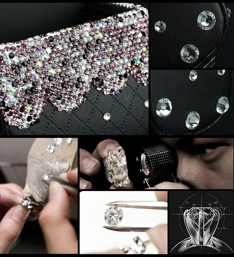 Beautiful 1pcs Crystal Car Storage Bucket Leather Storage Box Diamond Auto Storage Bag - Pink