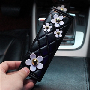 Beautiful Cute Daisy 1pcs Car Handbrake Covers Leather Brake Case Auto Interior Decro - Black