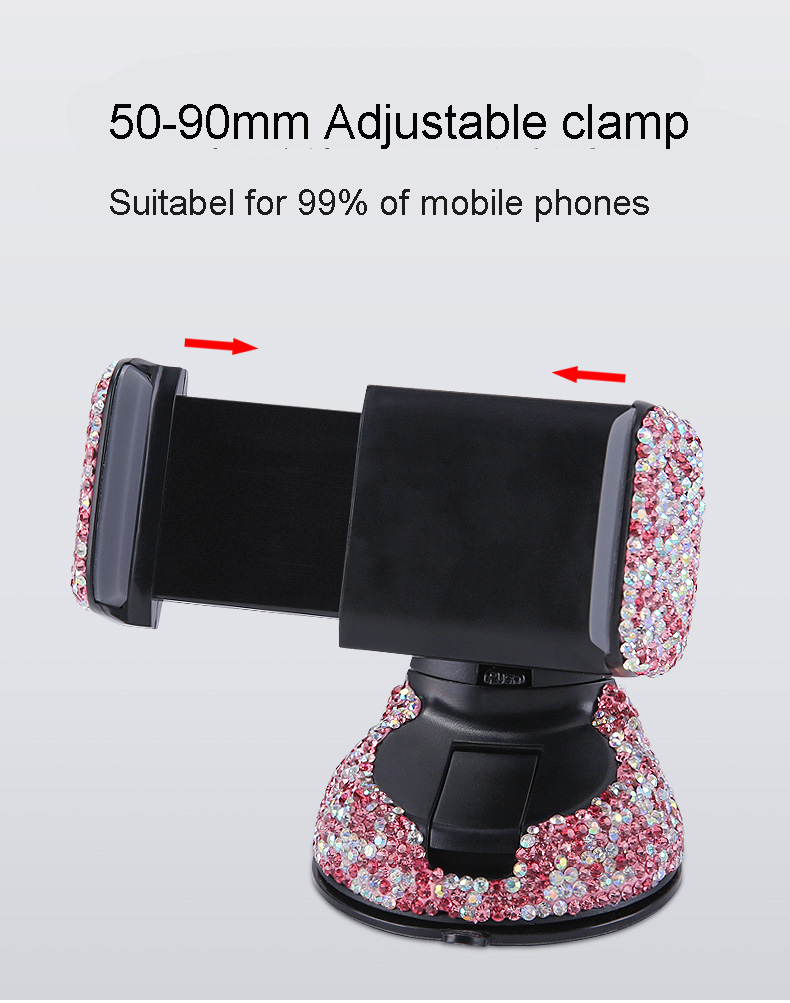 Bling Crystal Car Phone Holder Magnetic Air Vent Mount Mobile Stand Magnet Support Cell GPS - Pink