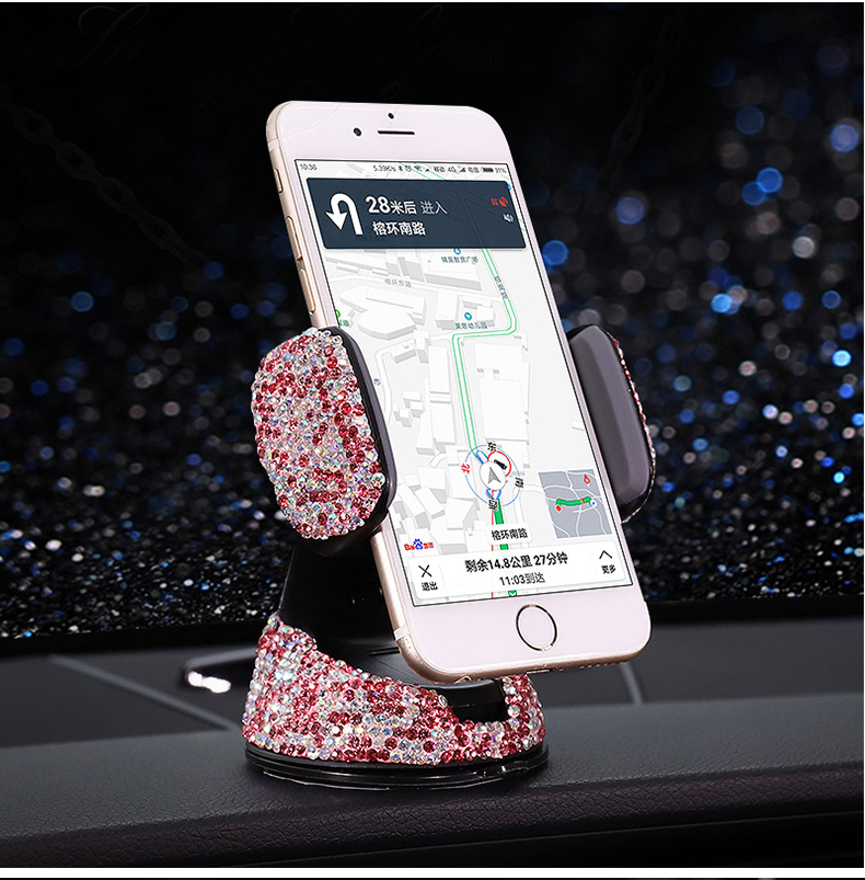 Bling Crystal Car Phone Holder Magnetic Air Vent Mount Mobile Stand Magnet Support Cell GPS - Pink