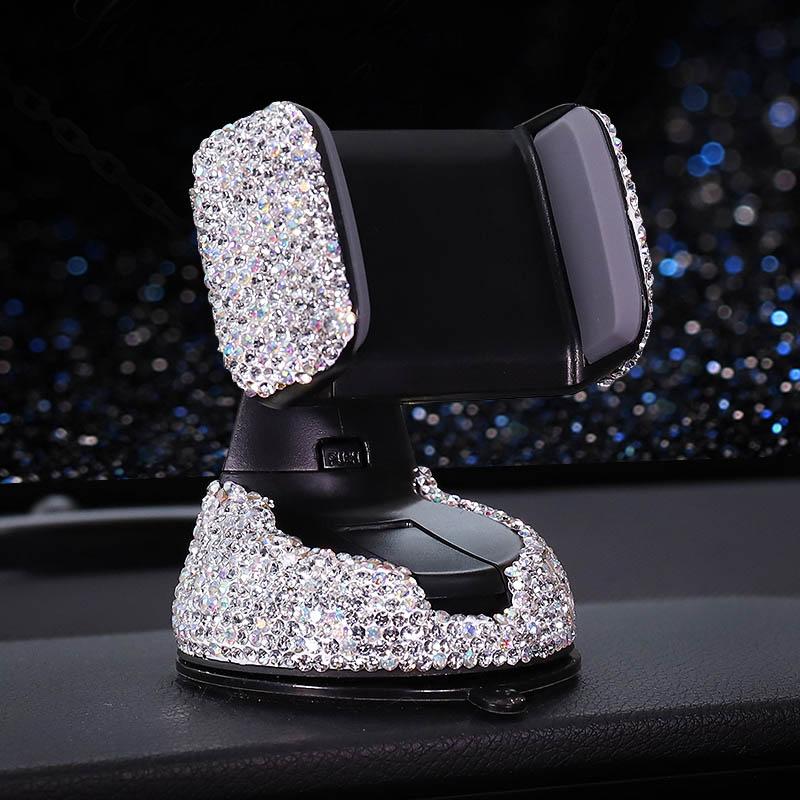 Bling Crystal Car Phone Holder Magnetic Air Vent Mount Mobile Stand Magnet Support Cell GPS - White