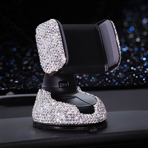 Bling Crystal Car Phone Holder Magnetic Air Vent Mount Mobile Stand Magnet Support Cell GPS - White