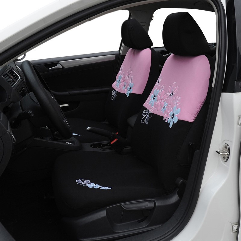 Butterflys Embroidered Car Seat Cover Women Universal Fit Most Vehicles Interior Accessories - Pink