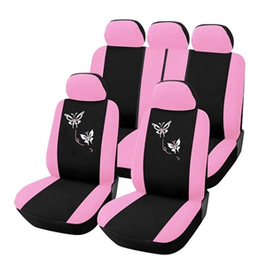 Butterflys Embroidered Car Seat Cover Women Universal Fit Most Vehicles Interior Polyester - Pink