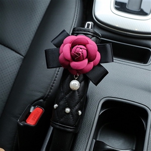 Camellia 1pcs Bling Car Handbrake Covers Leather Diamond Brake Case Auto Interior Decro - Black