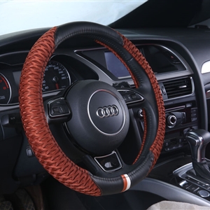 Classic Men Ice Silk Leather Sports Anti-slip Breathe Holes Steering Wheel Covers Accessories - Brown