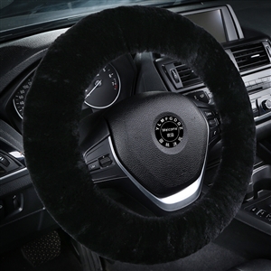 Classical Winter Wool Car Steering-wheel Cover Soft Fur Steering Wheel Cover Sheepskin - Black