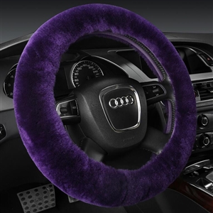 Classical Winter Wool Car Steering-wheel Cover Soft Fur Steering Wheel Cover Sheepskin - Purple