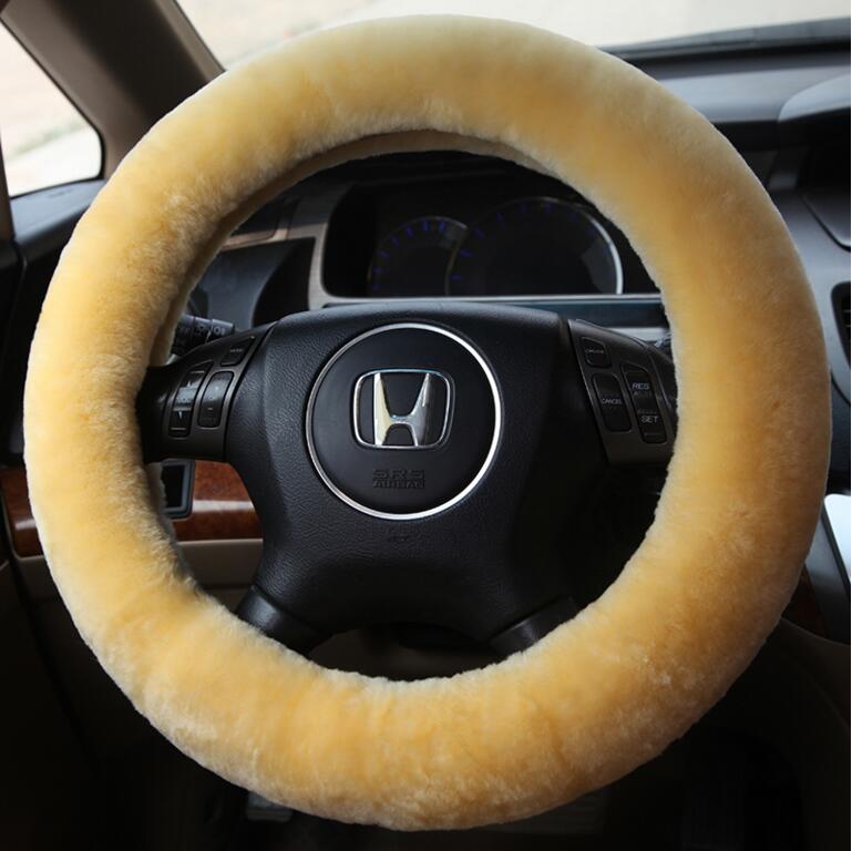 Classical Winter Wool Car Steering-wheel Cover Soft Fur Steering Wheel Cover Sheepskin - Yellow